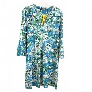 Banana Boat | Long Sleeve Polo Swim Dress Cover Up Aqua Blue Green UPF 50+ XXL